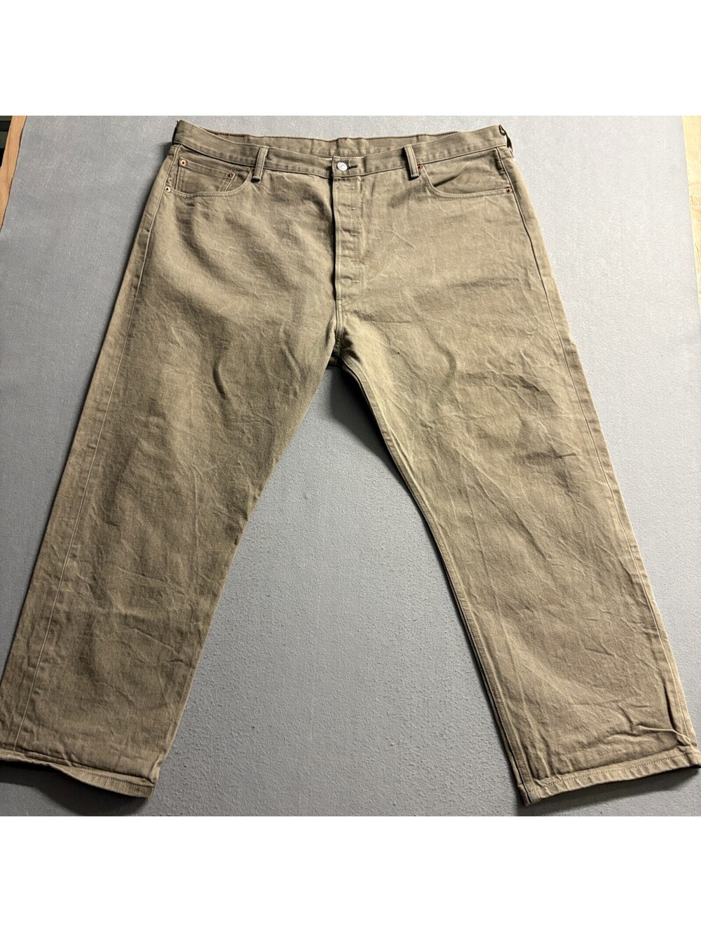 Levis 501 Button Fly Jeans Mens 46x30 Brown Denim Straight Leg Pants Mexico